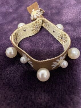 Pearl Accent Beige Hair Tie - Women Jewelry
